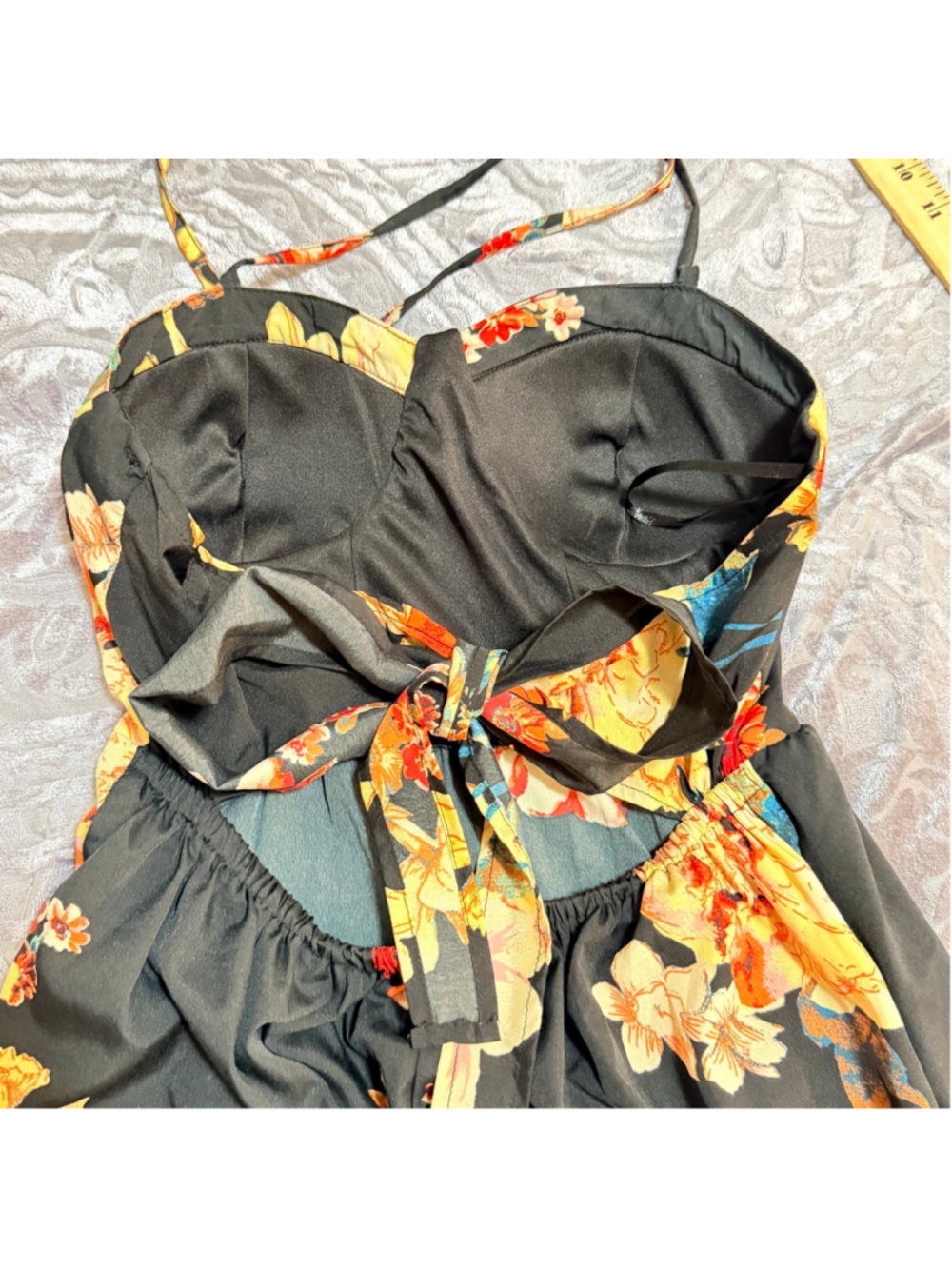 Band of the Free Floral Halter Maxi Dress Black NWOT b15 - Picture 13 of 15